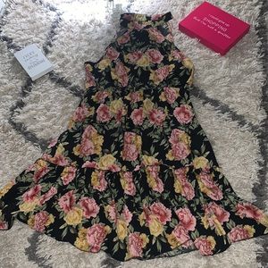 Floral keyhole ruffle tier dress w/belt NWOT